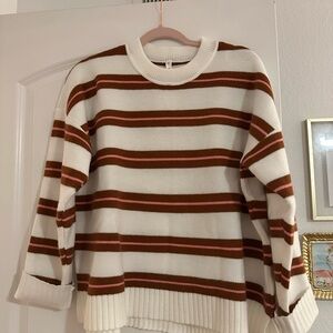 Wishlist White, Brown, and Pink Striped Sweater